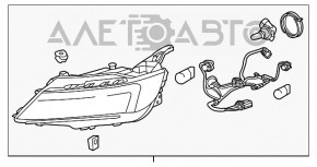 Фара передняя правая голая Chevrolet Impala 14-20 галоген