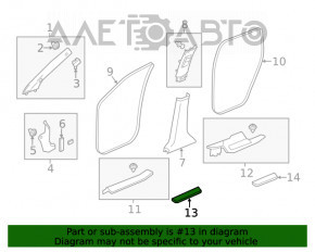 Capacul pragului din față dreapta exterior pentru Acura MDX 14-20 crom nou OEM original