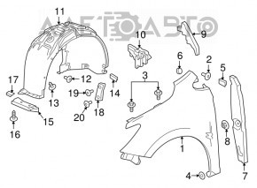 Garnitura aripa usa - aripa dreapta Chevrolet Cruze 16-