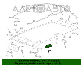 Plafonul de iluminare cu capac montat pe partea dreapta spate a Chevrolet Equinox 18- gri.