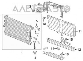 Suportul radiatorului stânga jos Chevrolet Equinox 18-21 LYX cauciuc