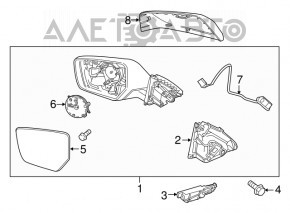 Oglindă laterală stângă Chevrolet Impala 14-20, 3 pini, neagră