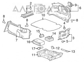 Capacul arcului drept Chevrolet Camaro 16- coupé, negru, uzat.