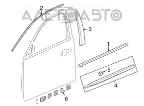 Молдинг дверь-стекло центральный передний правый Chevrolet Impala 14-20