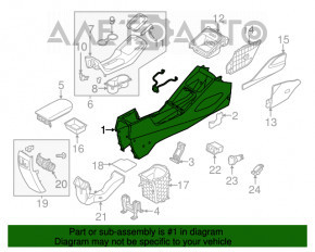 Consola centrală cu cotier și suporturi pentru pahare pentru Kia Forte 4d 17-18, negru, zgârieturi