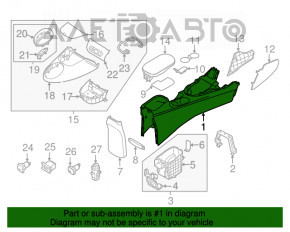 Consola centrală cu cotieră pentru braț Kia Soul 14-19, neagră.