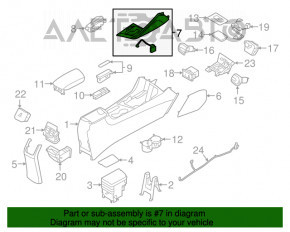 Capacul consolei centrale Kia Niro 17-22 HEV, PHEV, lucios, negru, zgârieturi