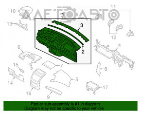 Panoul frontal al torpilei fără AIRBAG Kia Sorento 14-15, cu zgârieturi, fără capace de protecție.