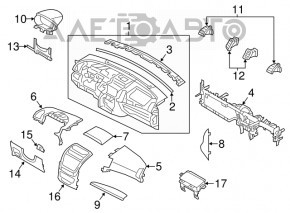 Торпедо передняя панель без AIRBAG Kia Sorento 14-15 рест, поломана накладка слева