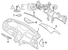 Panoul frontal gol al torpedo-ului Kia Optima 11-13 negru.