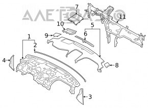 Panoul frontal fără AIRBAG pentru Hyundai Santa FE 19-20, negru.