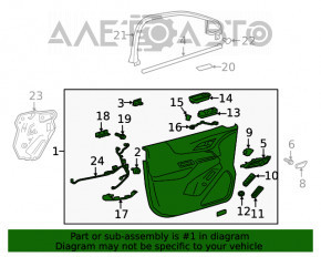 Capacul ușii dreapta față a Chevrolet Equinox 18-21 negru, cotiera din piele, zgârieturi