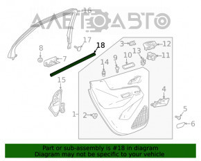 Уплотнитель стекла внутренний двери задней левой Chevrolet Equinox 18-