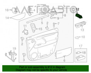 Controlul geamului electric din față dreapta pentru Lexus RX350 RX450h 16-22, negru, cu capac