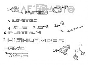 Кнопка открытия двери багажника Toyota Highlander 20- keyless