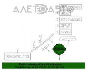 Emblema siglei portbagajului Nissan Rogue 14-20 nou OEM original