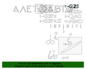 Emblema capacului portbagajului Infiniti G25 G35 G37 4d 11-12