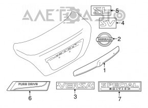 Emblema cu inscripția SL de pe ușa portbagajului Nissan Versa Note 13-19