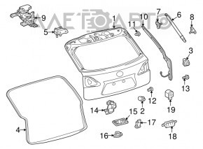 Кнопка открытия багажника внутр Lexus RX350 RX450h 10-15 с ручкой черная