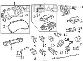 Butoanele de control al iluminării instrumentelor Toyota Highlander 20-22