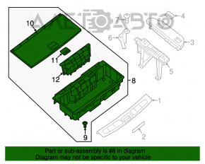 Tava portbagajului Infiniti JX35 QX60 13- negru Bose, suport rupt, zgârieturi