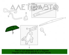 Capacul trapezoidal al portierei portbagajului Toyota Highlander 14-19 negru, pentru geamul care se deschide