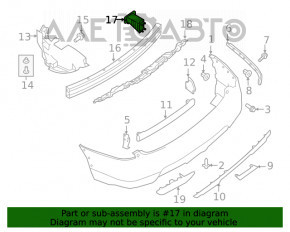 Dinte amplificator bara spate dreapta Nissan Rogue 14-20 SUA tip 1 îngust