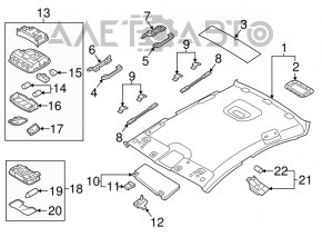 Обшивка потолка Hyundai Sonata 18-19 серая без люка