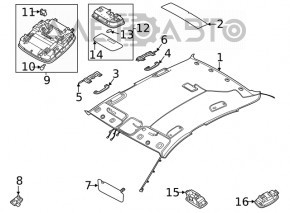 Tapiseria tavanului Hyundai Sonata 20- fără panoramic, fără control de garaj, gri