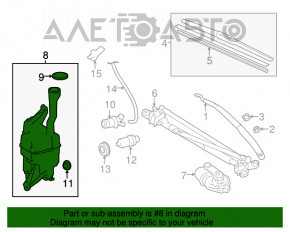 Rezervorul de spălare a parbrizului Toyota Camry v50 12-14 SUA cu capac, fără senzor.