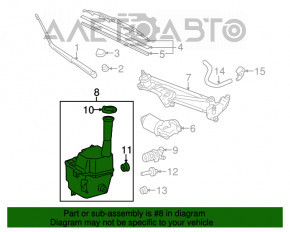 Rezervorul de lichid de spălare a parbrizului pentru Toyota Sienna 04-10 cu capac