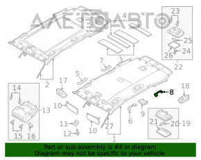 Manerul plafonului din spate stânga pentru Hyundai Santa FE 19- gri.