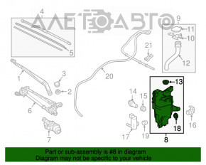 Rezervorul de spălare a parbrizului pentru Lexus NX200t NX300h 15-17, cu duze pentru faruri, senzor și capac