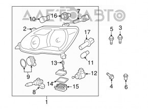 Corector far stâng pentru Lexus RX300 RX330 RX350 RX400h 04-09