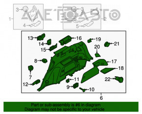 Capotă arc stânga Kia Sorento 16-18, pentru al treilea rând de scaune, pentru subwoofer, pentru încălzire