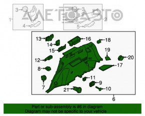 Capotă arcă stânga Kia Sorento 16-18 neagră pentru al treilea rând, sub încălzire