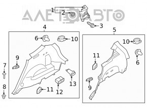 Capacul arcului stâng Hyundai Santa FE 19-20 negru crăpat, zgâriat, fixările sunt rupte.