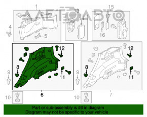 Capacul arcului drept Kia Soul 14-19 negru, zgârieturi.