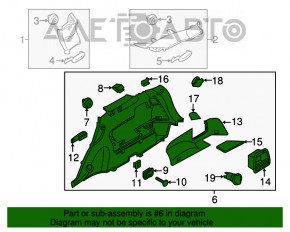 Capacul arcului drept Kia Sorento 16-18 negru, uzat, fără dop de protecție