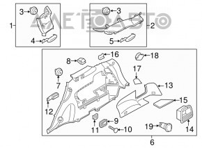 Capacul arcului drept Kia Sorento 16-18 negru, uzat, fără dop de protecție