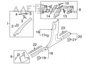 Capacul suportului frontal dreapta inferioara Hyundai Tucson 16-20 negru, zgarieturi, suport rupt