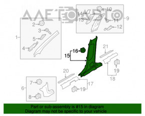 Capacul stâlpului central, partea de jos, stânga, Kia Sorento 16-20