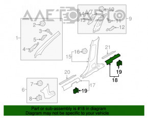 Capacul pragului din spate stânga interior Kia Sorento 16-20