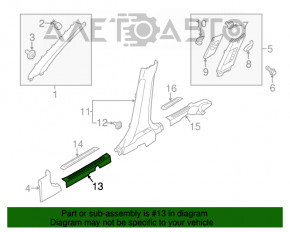 Capacul pragului din față dreapta interior Kia Soul 14-19 negru, zgârieturi