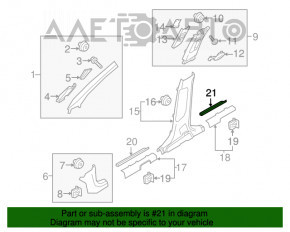 Capacul pragului din față dreapta exterior Kia Sorento 16-20 negru, prinderea este ruptă.