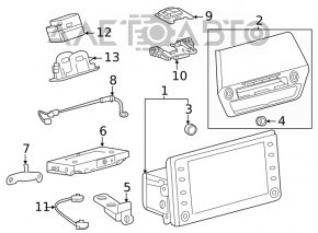 Monitor, display, navigație Toyota Highlander 20-22 12,3" pentru piese de schimb