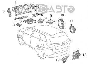 Динамик дверной передний правый Toyota Highlander 14-19