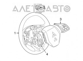 Butonul de control de pe volanul stâng al Mitsubishi Outlander 14-21 tip 2 are uzuri.