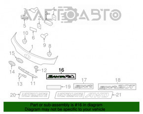 Эмблема надпись SANTAFE двери багажника Hyundai Santa FE Sport 13-18