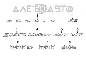 Эмблема надпись Sonata крышки багажника Hyundai Sonata 18-19